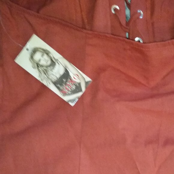 XOXO terracotta halter lace up dress NWT - Picture 3 of 4